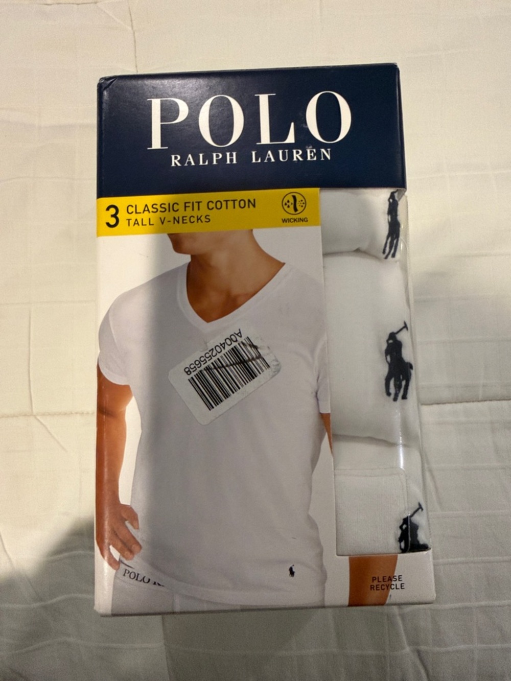 Polo by Ralph Lauren White 3-Pack Classic Fit Cotton V-Neck Tall 2XT